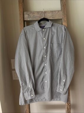 Ralph Lauren Purple Label Button Down Plaid Checkered Shirt Large